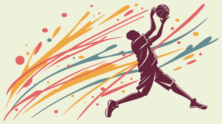 Energetic Basketball Player with Dynamic Color Lines, Modern Sport Art, vector design Generative AI