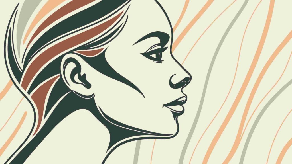 Elegant Woman's Profile, Minimalist Portrait Line Art Vector, vector design Generative AI