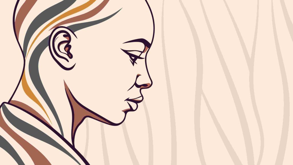 Thoughtful Woman's Profile, Muted Tones Portrait Vector Art, vector design Generative AI