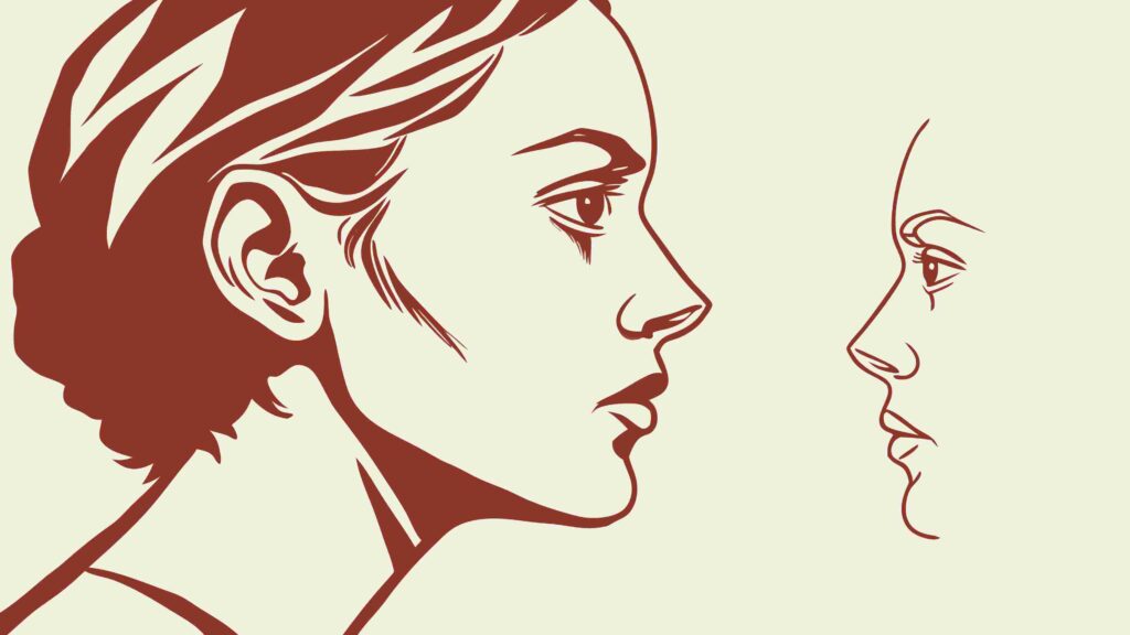 Dual Women's Profiles, Connection and Harmony Vector Portrait, vector design Generative AI