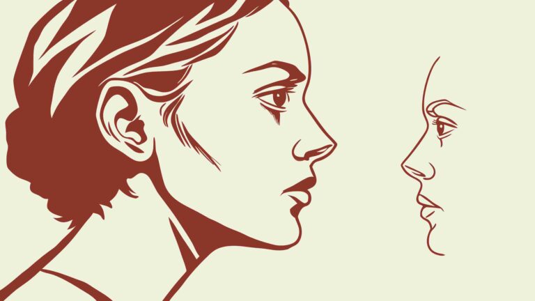 Dual Women's Profiles, Connection and Harmony Vector Portrait, vector design Generative AI