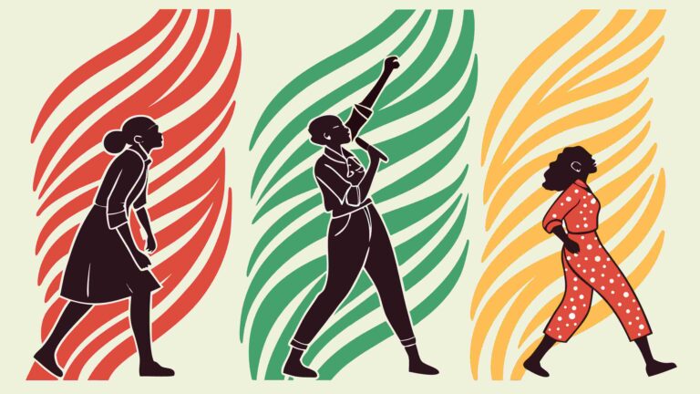 People Silhouettes in Vibrant Dance Poses with Abstract Waves, vector design Generative AI