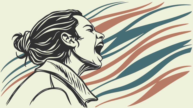 Woman Shouting with Dynamic Sound Waves, Vector Portrait, vector design Generative AI