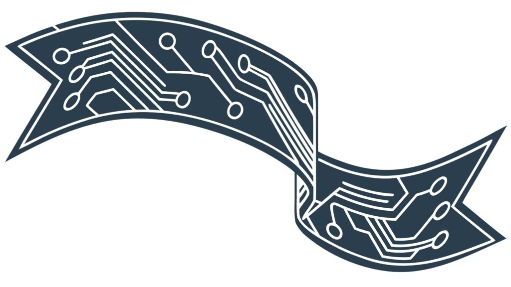 Ribbon Banner with Circuit Board Pattern, Technology Theme, vector design Generative AI