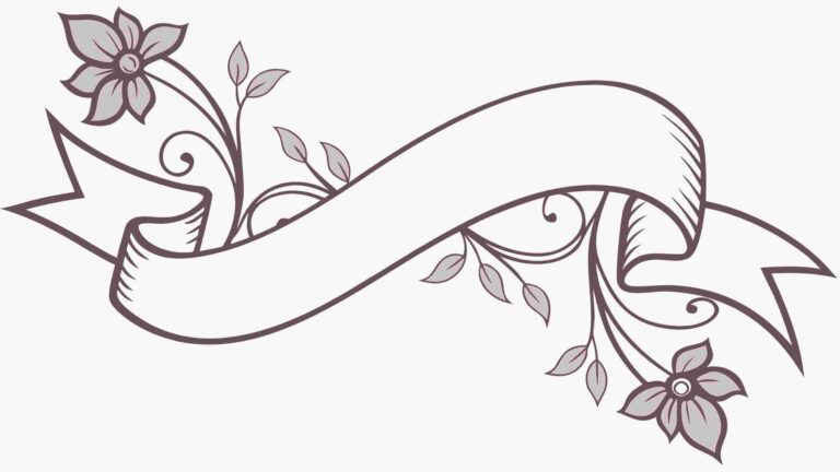 Ornate Ribbon Banner with Floral Embellishments, vector design Generative AI