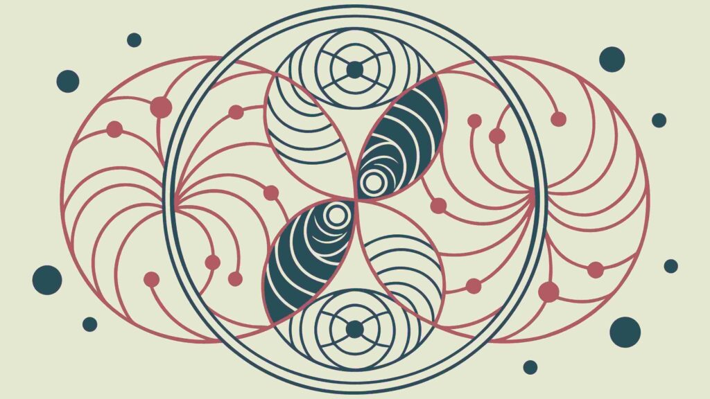 Interconnected Circular Abstract Pattern, Geometric Design, vector design Generative AI