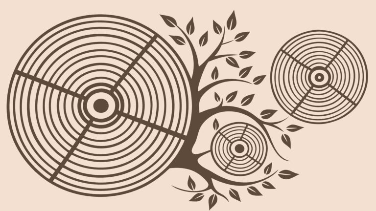 Tree with Abstract Wood Grain & Leaf Pattern, Natural Design, vector design Generative AI