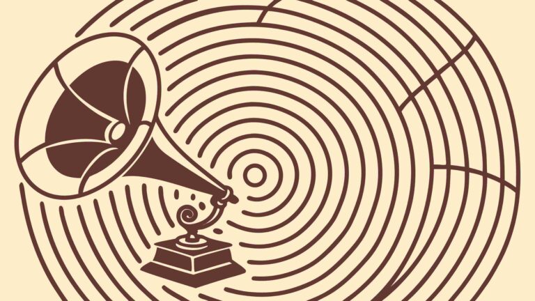 Vintage Gramophone with Swirling Radial Pattern, vector design Generative AI