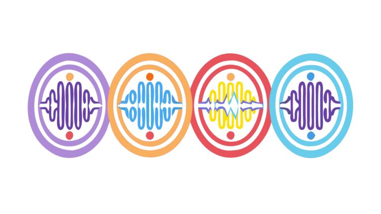 Set of Colorful Abstract Circular Sound Waves, Icons, vector design Generative AI