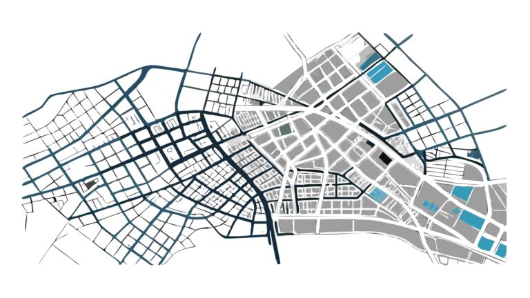 Abstract City Map with Roads and Connectivity, vector design Generative AI