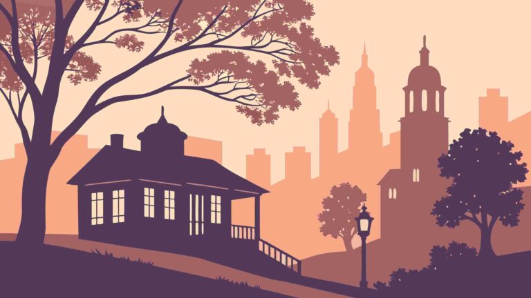 Picturesque European Cityscape at Sunset, Vector Art, vector design Generative AI