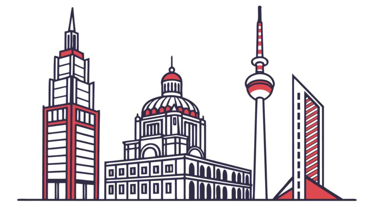 Iconic Berlin Cityscape with Brandenburg Gate, Vector Art, vector design Generative AI