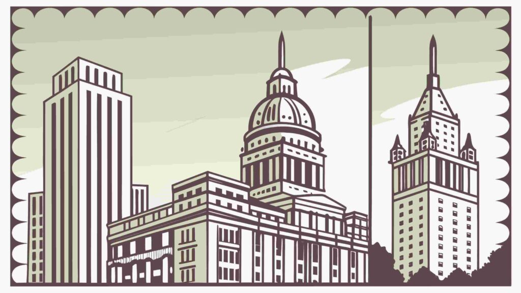 Historic Washington D.C. Cityscape with Capitol Building, vector design Generative AI