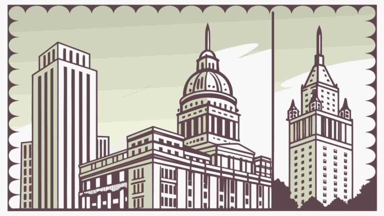 Historic Washington D.C. Cityscape with Capitol Building, vector design Generative AI