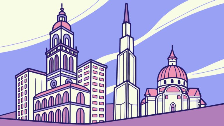 Majestic European Landmark Building, Vector Cityscape, vector design Generative AI