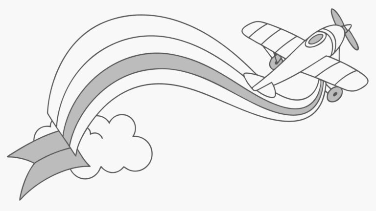 Biplane Flying with Rainbow Cloud Trail, Joyful Journey, vector design Generative AI