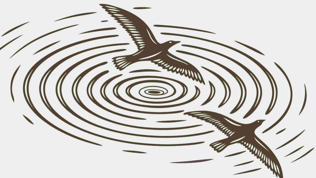 Birds Flying Over Rippling Water, Serene Nature Scene, vector design Generative AI