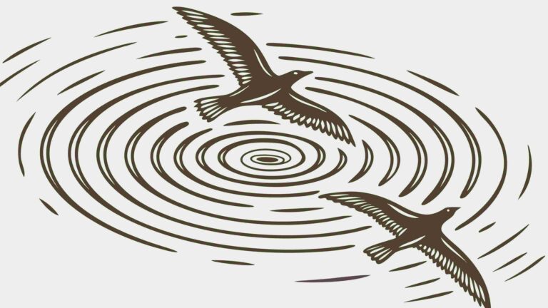 Birds Flying Over Rippling Water, Serene Nature Scene, vector design Generative AI