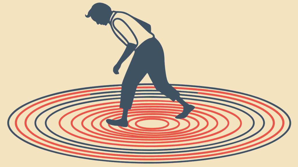 Person Skating on Concentric Circles, Abstract Movement, vector design Generative AI